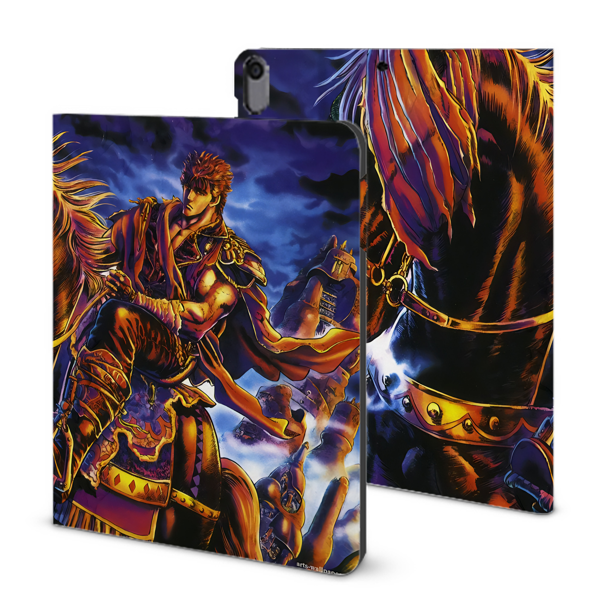 （画像用） 北斗の拳 Fist of the North Star IPad ケース ブック型 PUレザー TPU 耐衝撃 軽量 薄型 ペン収納なし 全面保護 IPad 各モデル対応
